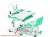Комплект парта и стульчик Mealux EVO BD-04 New XL Teddy (с лампой), Цвет пластика: зеленый