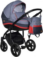 Детская коляска Indigo CAIMAN Active 2в1, Выберите цвет: Cm 05 (джинс+т.синий+красная кожа)