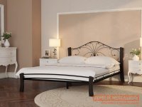 Двуспальная кровать Кровать Сандра Лайт Черный металл / Шоколад массив, 1600 Х 2000 мм
