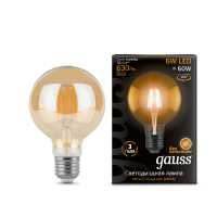 Ретро лампа диодная Gauss LED Filament G95 E27 6W Golden 550lm 2400K (105802006)